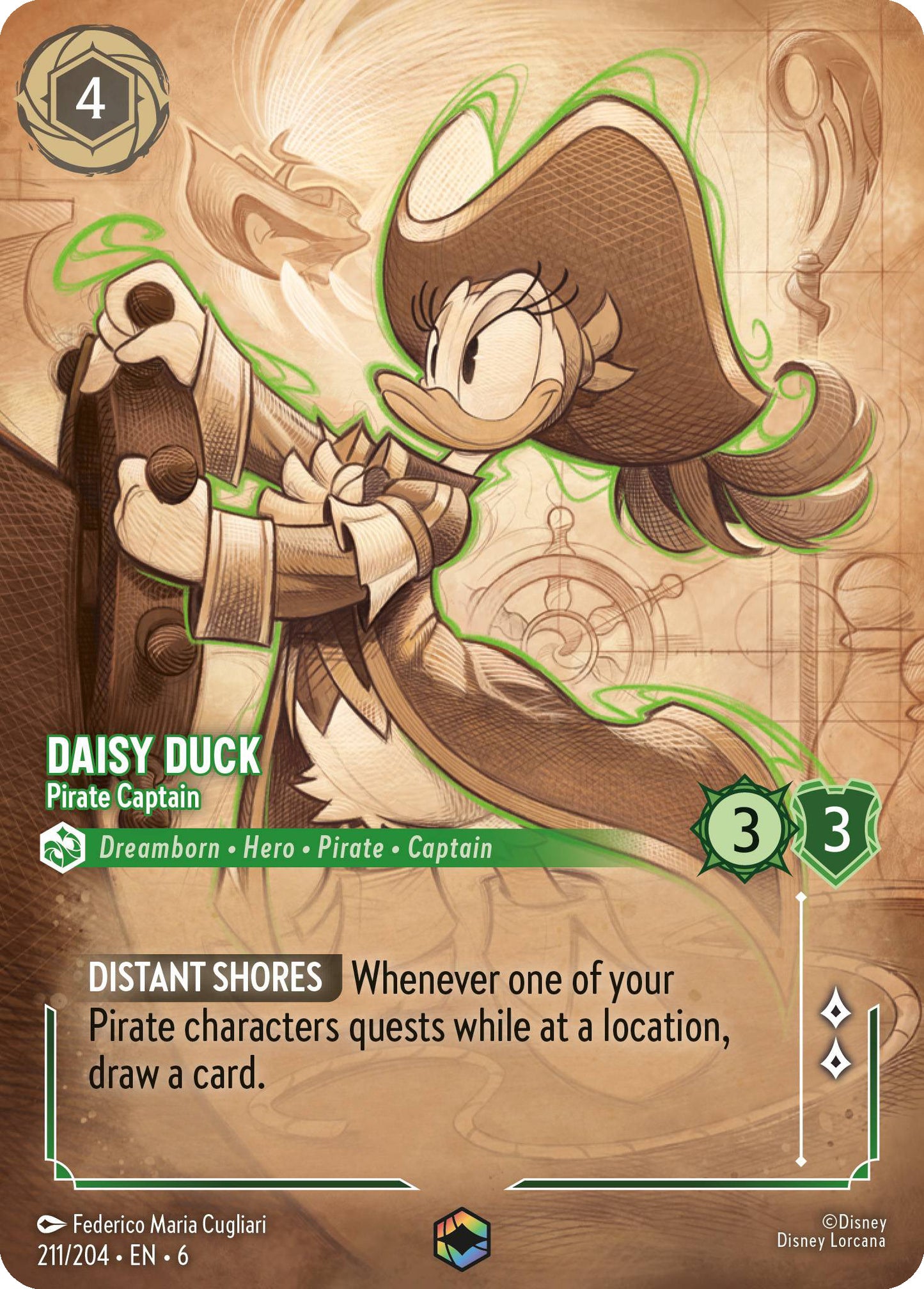 Daisy Duck - Pirate Captain | Azurite Sea #211 (Enchanted)